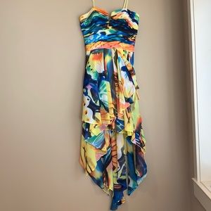 Strapless, hi-lo formal dress